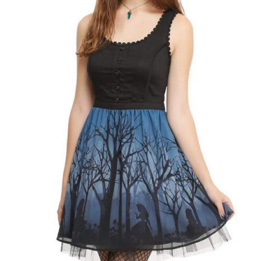 Disney Alice in Wonderland silhouette corset dress NWT